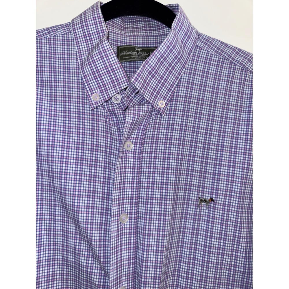 Southern Point Co Mens Medium Purple Pink Micro Check Button Down Shirt Long Slv